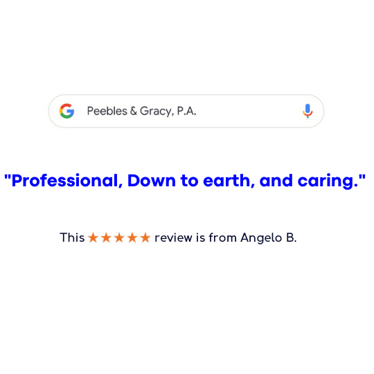 review three " Preofessional, down to earth, and caring." this fivwe star review is from Angelo B.